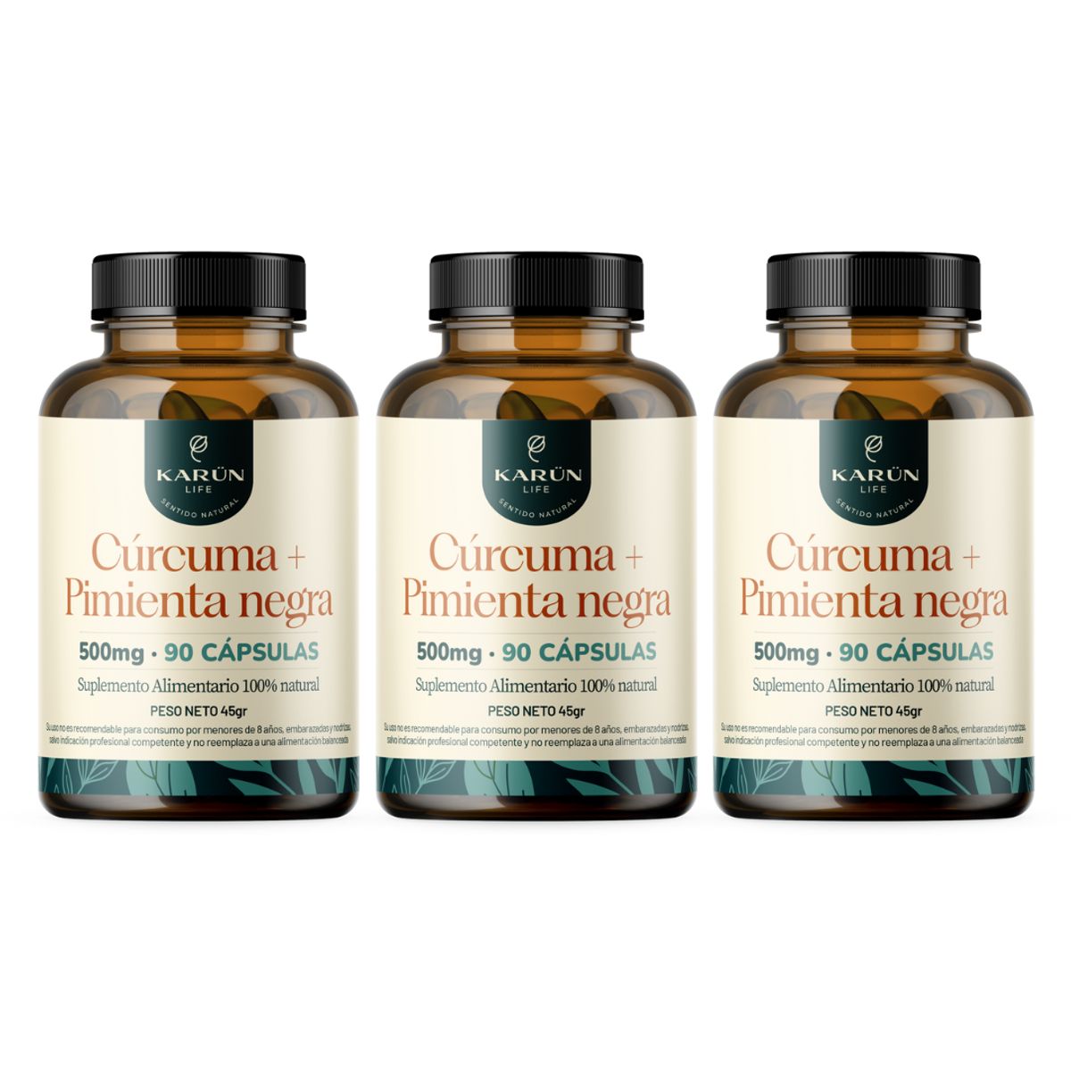 KARUNLIFE - Pack x3 Curcuma 270 capsulas Karun Life