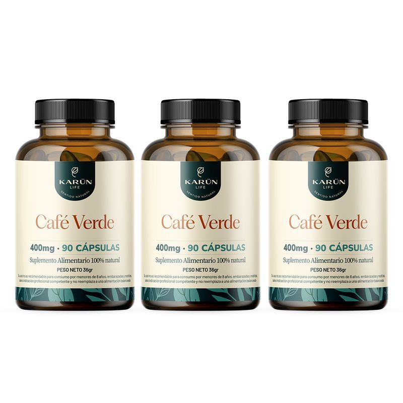 KARUNLIFE - Cafe Verde Premium Pack - 3 Frascos (270 Capsuslas) Karun Life