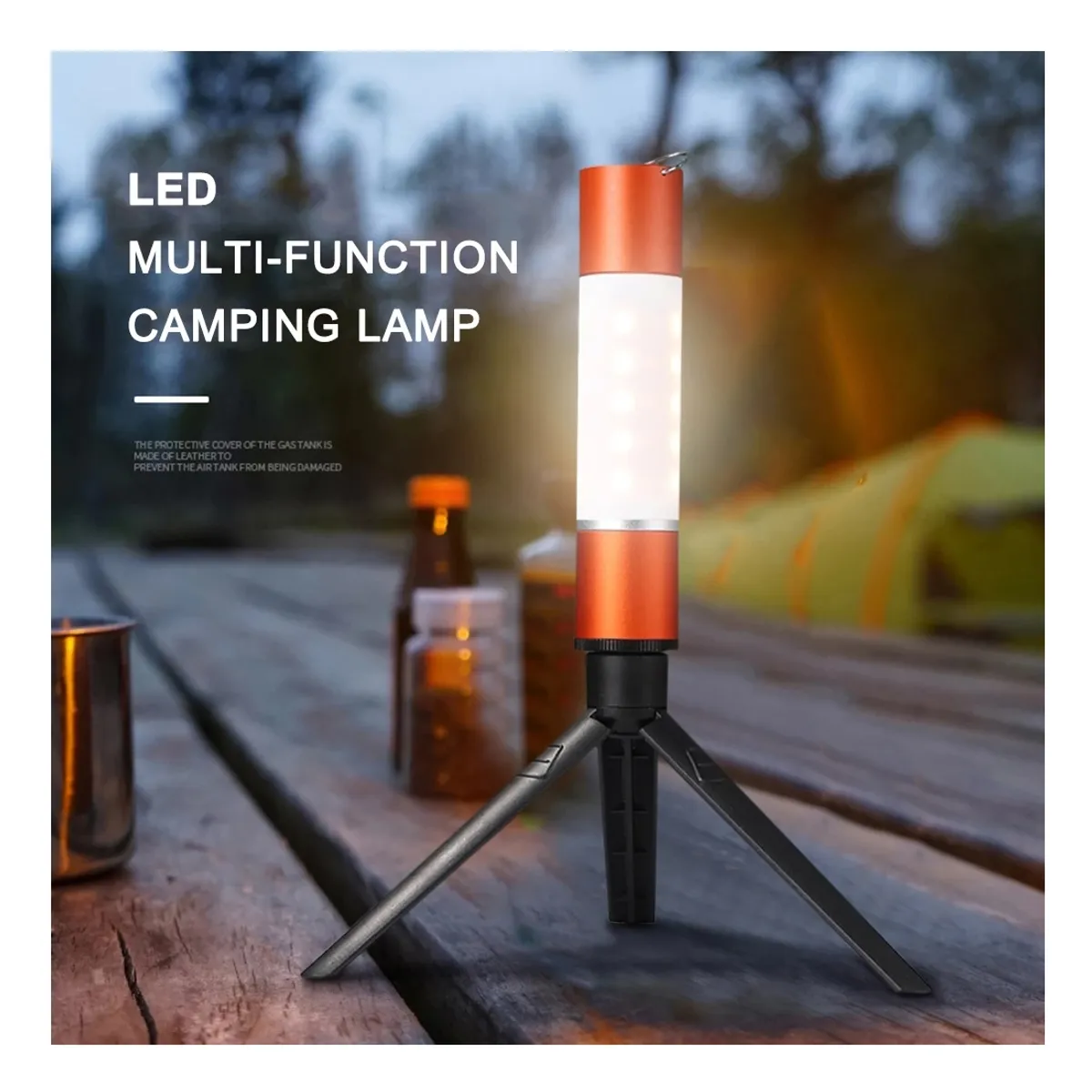 STARTECHOFFICE - Lampara Camping Multifunción recargable Trípode 12 horas uso 90-200 Lumenes 6 Modos de Luz