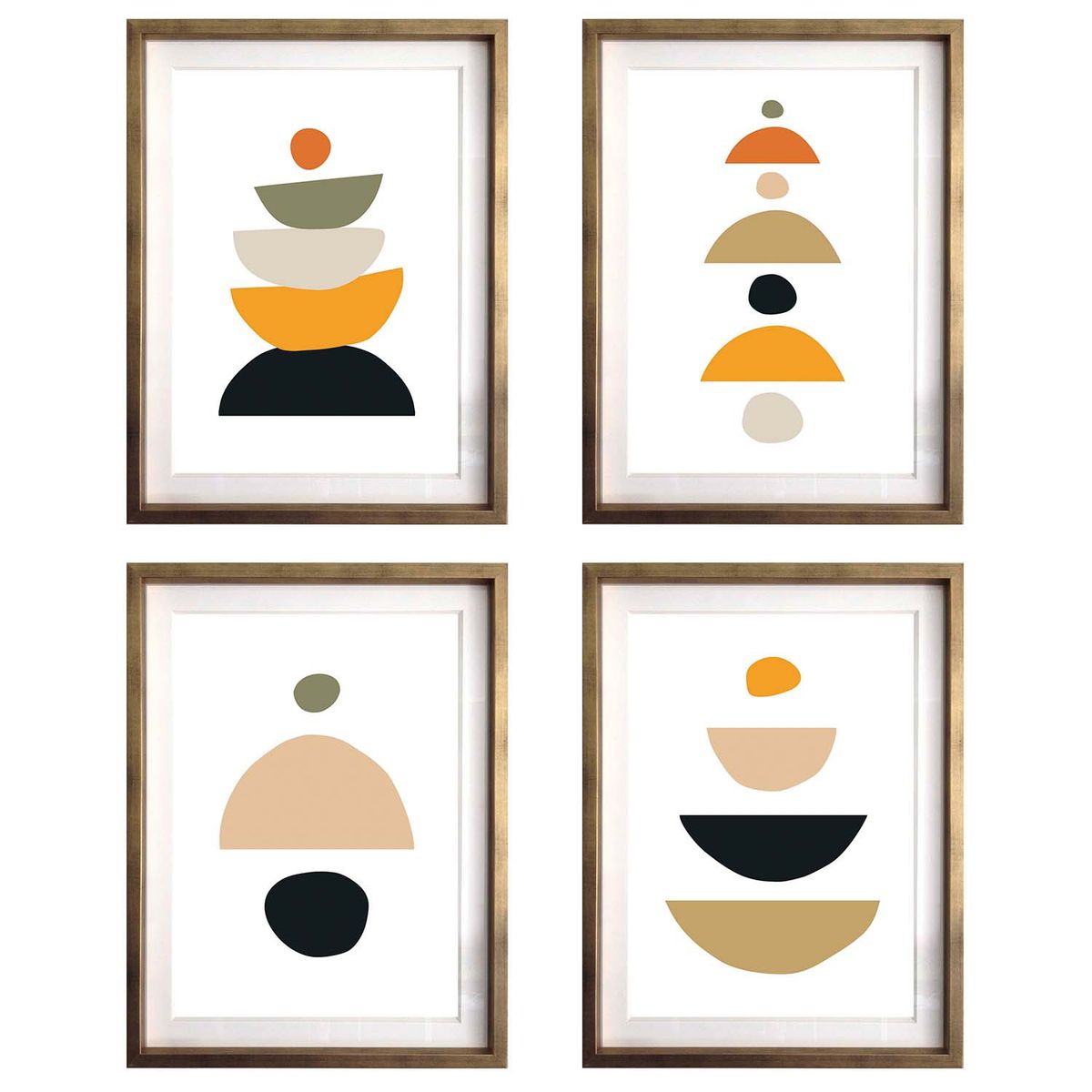 PAPEL ILUSTRADO - Set 3 Cuadros SCL/BCN 40x50 Marco Dorado