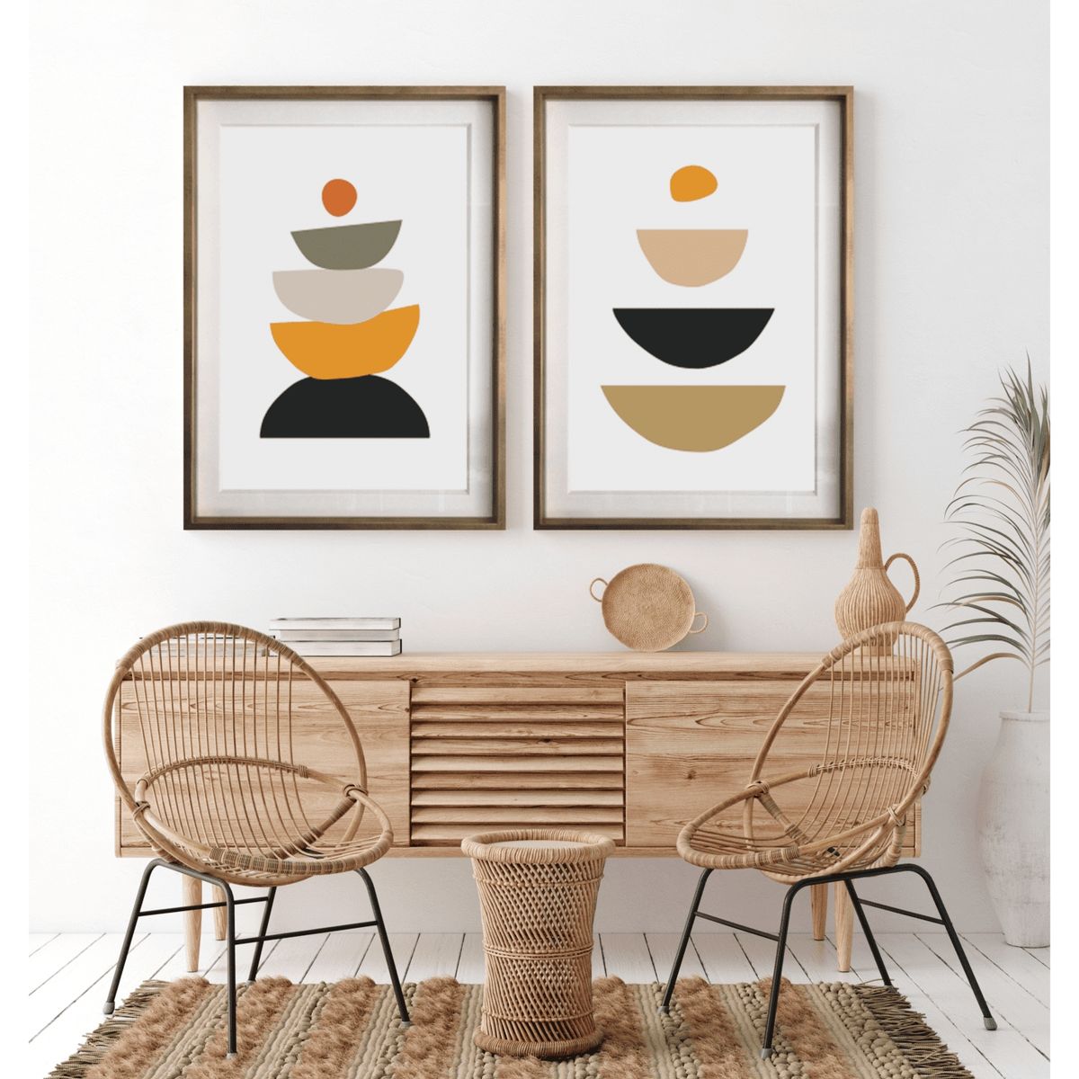 PAPEL ILUSTRADO - Set 3 Cuadros SCL/BCN 40x50 Marco Dorado