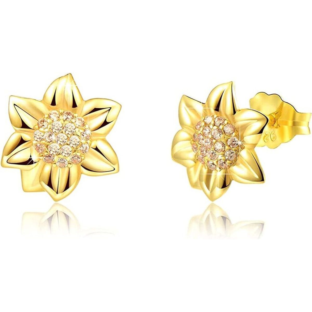 GENERICO - Aros Girasol plata 925 joya mujer juvenil