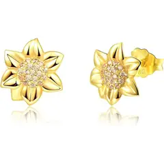GENERICO - Aros Girasol plata 925 joya mujer juvenil