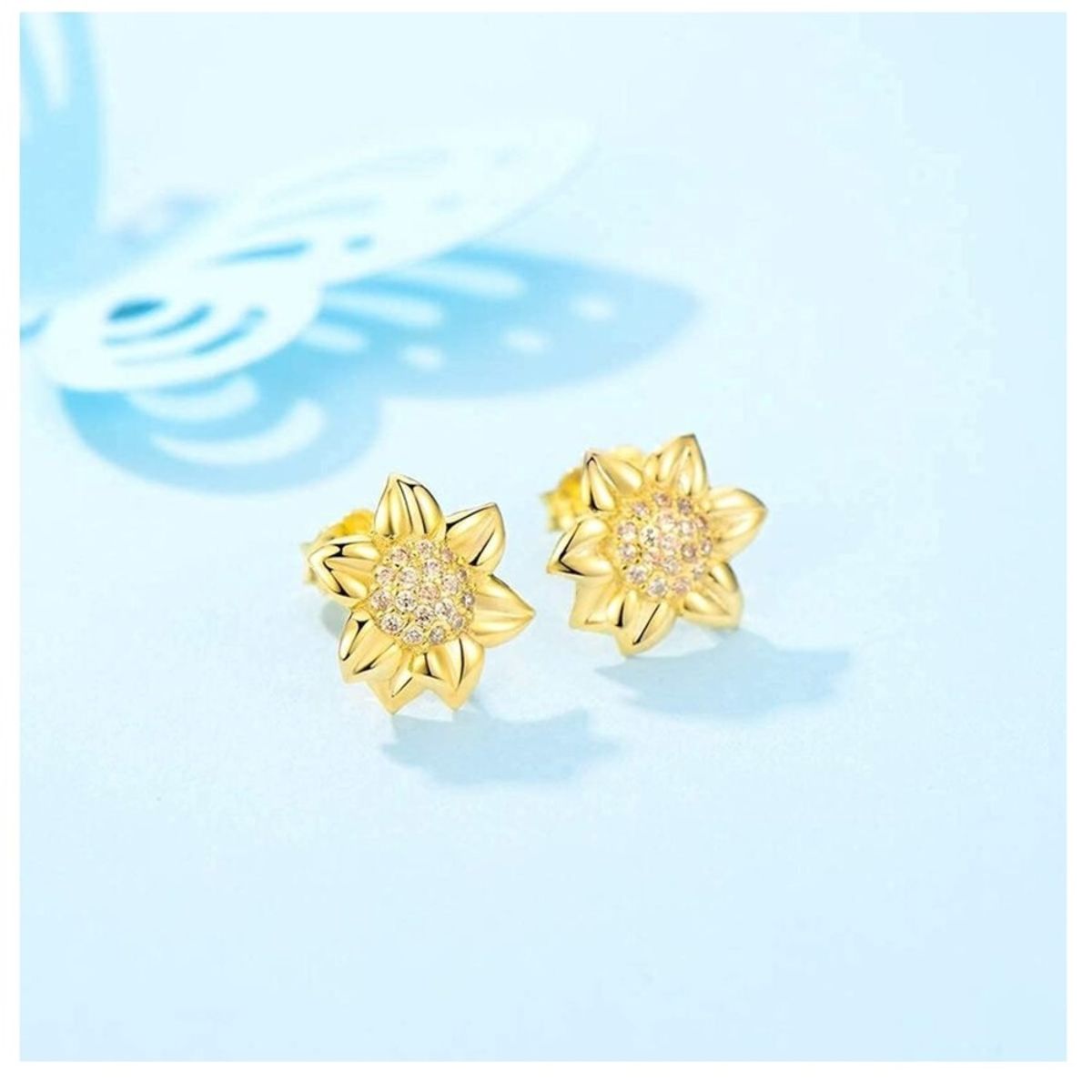 GENERICO - Aros Girasol plata 925 joya mujer juvenil