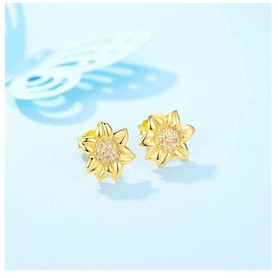 Imagen 2 del producto Aros Girasol plata 925 joya mujer juvenil