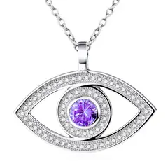 GENERICO - Collar plata 925 ojo turco amatista energía vibras joya mujer regalo