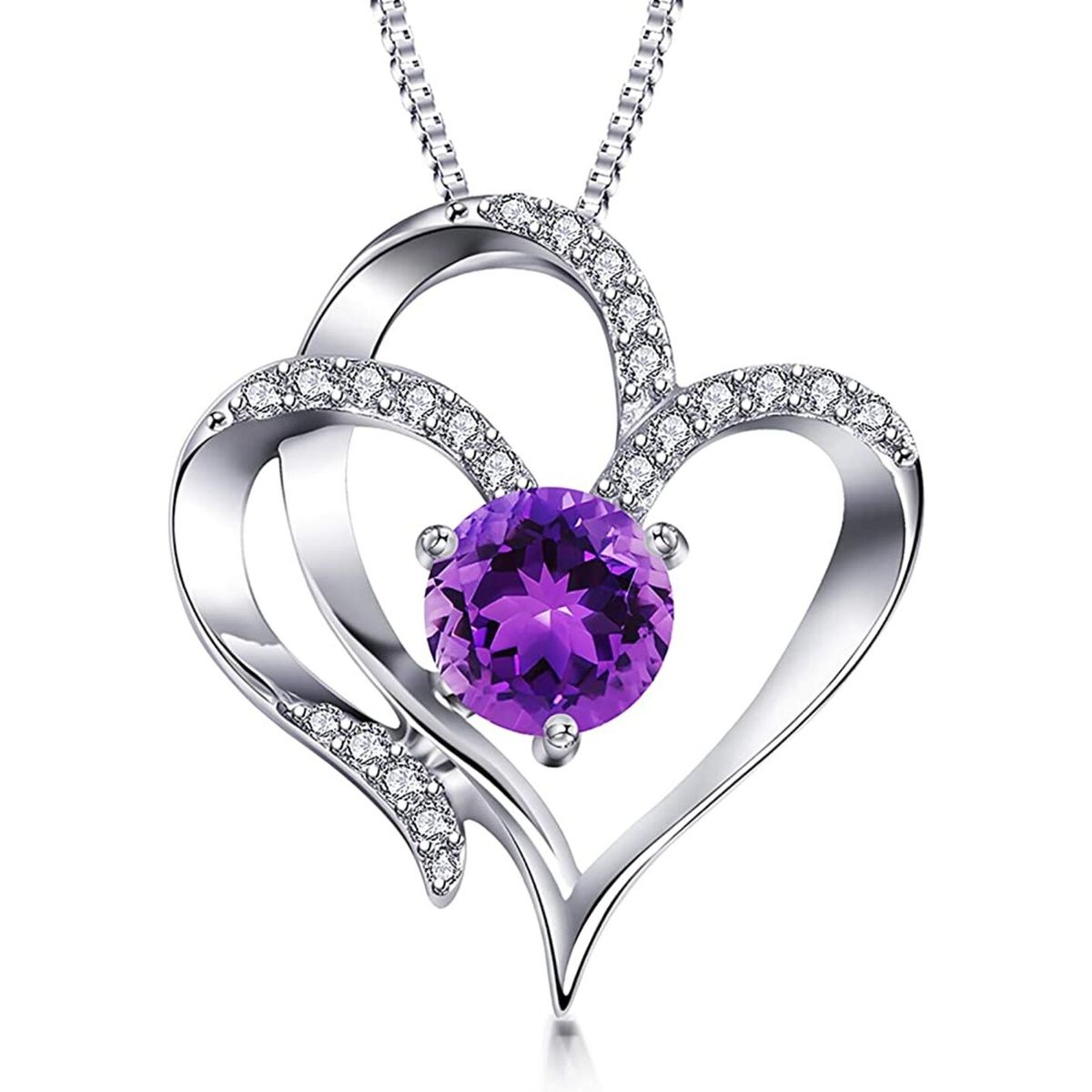 GENERICO - Collar plata 925 corazon amatista elegante mujer regalo joya