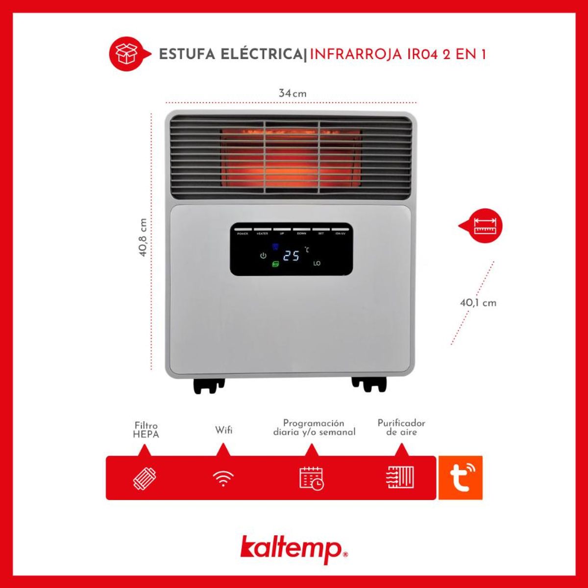KALTEMP - Estufa Eléctrica Infrarroja Kaltemp IR04 Wifi Bajo Consumo…