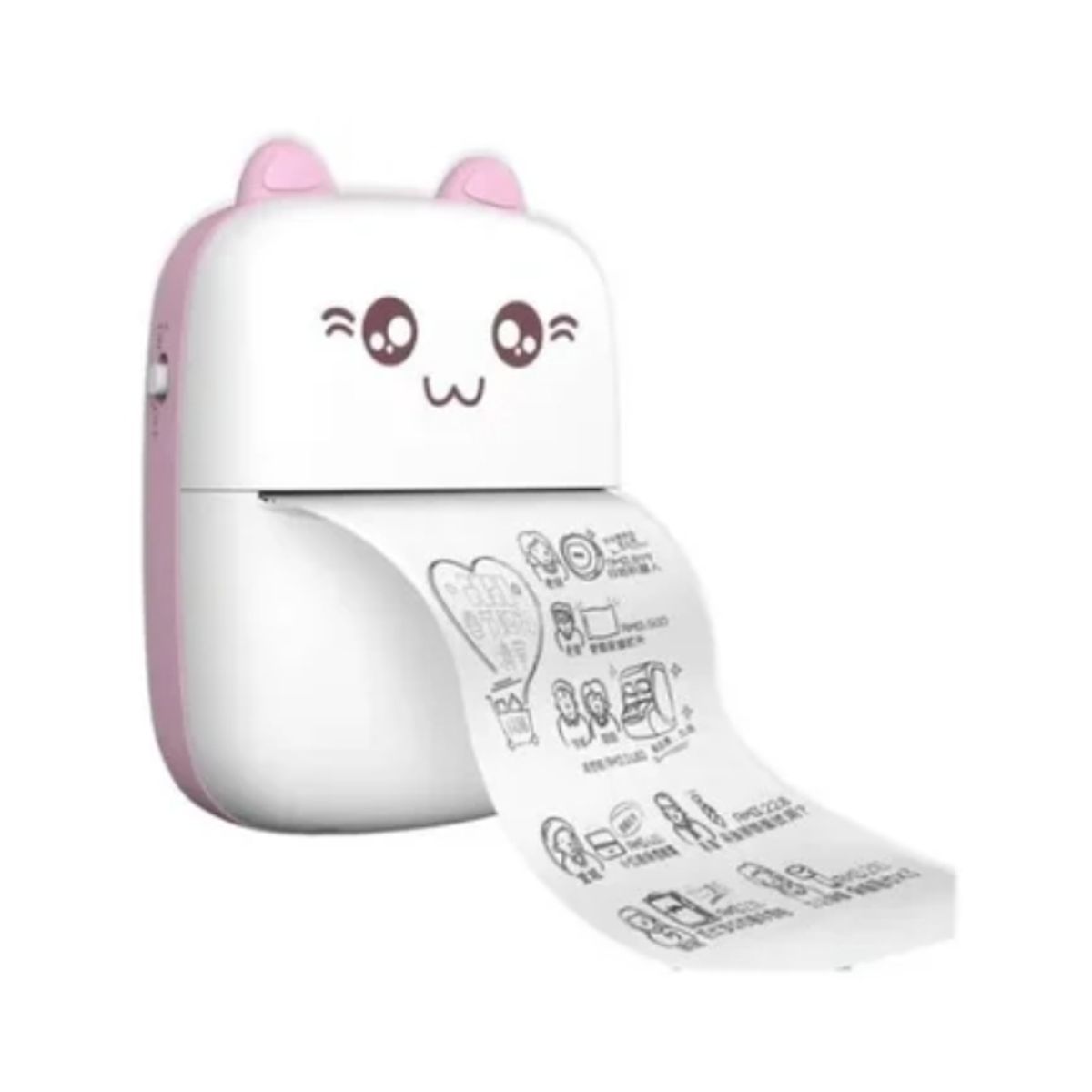 ESHOPANGIE - Mini Impresora Térmica Portátil Bluetooth Gatito + 1 Rollo Rosado
