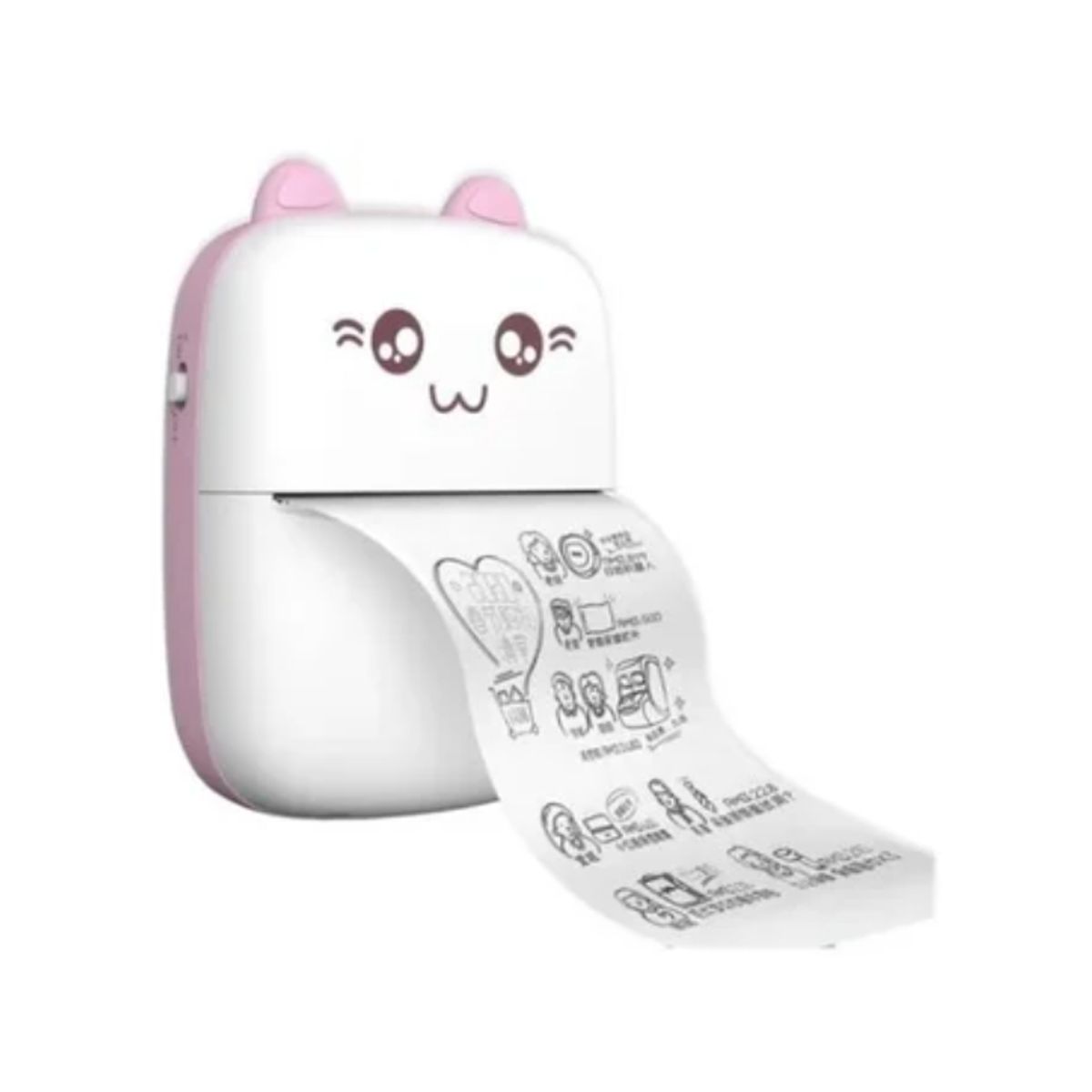 ESHOPANGIE - Mini Impresora Térmica Portátil Bluetooth Gatito + 1 Rollo Rosado