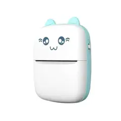ESHOPANGIE - Mini Impresora Térmica Portátil Bluetooth Gatito + 1 Rollo Celeste