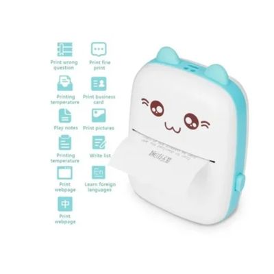 Imagen 2 del producto Mini Impresora Térmica Portátil Bluetooth Gatito + 1 Rollo Celeste
