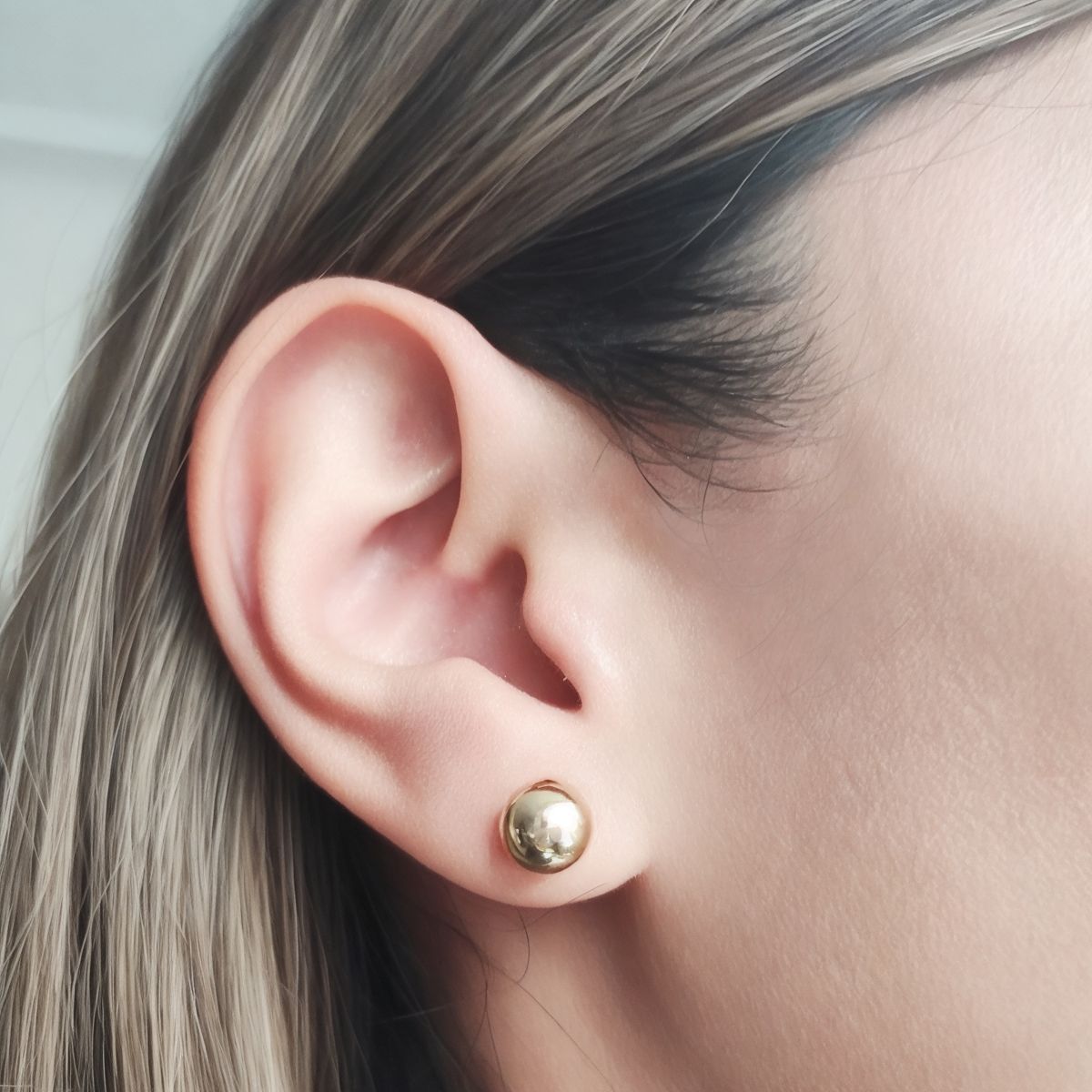 COGGIOLA - Aros Bola Lisa 8mm Enchapado Oro 18K