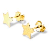 Aros Estrella Satinada 8mm Enchapado Oro 18K