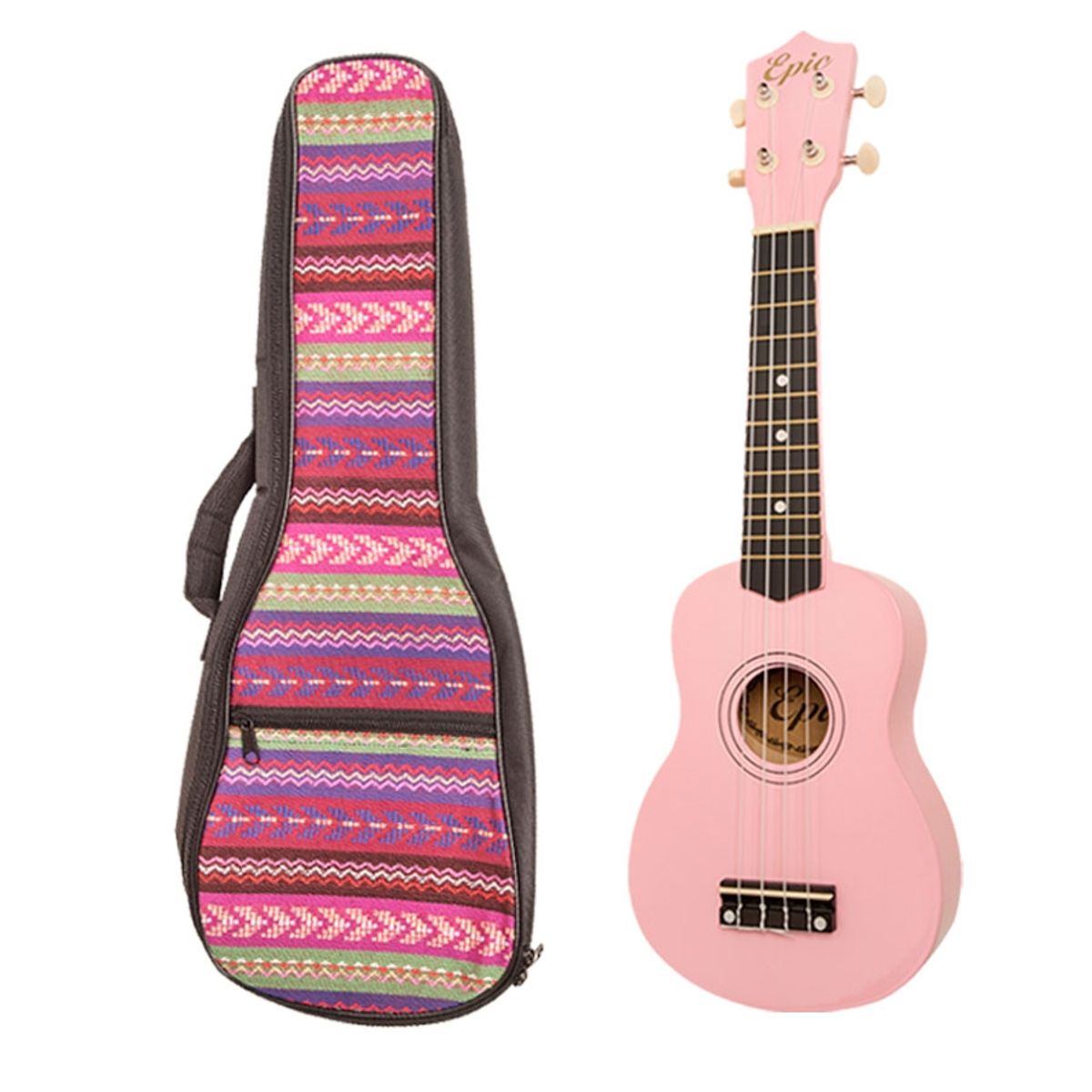 EPIC - Ukelele 21 Pulgadas Epic Rosado Con Funda.