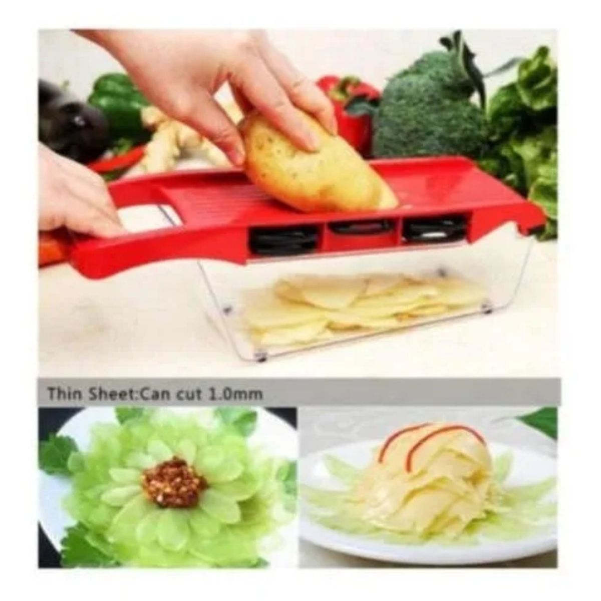 GENERICO - Rebanador Rallador Vegetales Frutas Queso 6 En 1