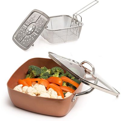 Imagen 2 del producto Sartén Cobre Multiuso Cesta Freír Cerámica Anti Adherente