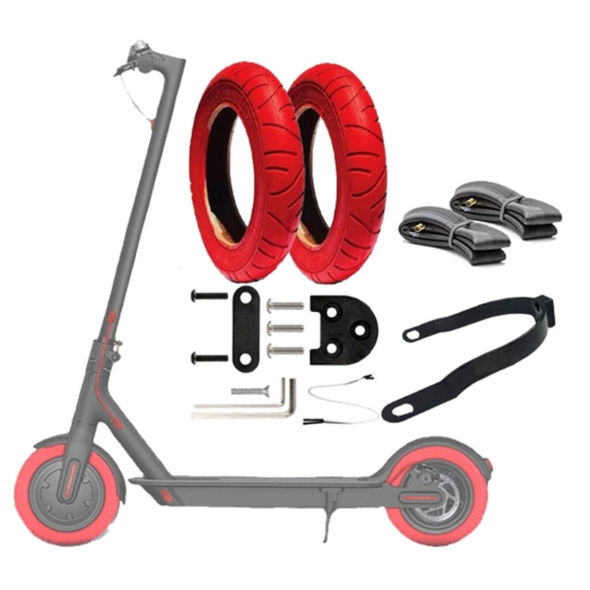 GENERICO - Kit Ruedas 10 Pulgadas Rojo Scooter Xiaomi M365/Pro / Otros