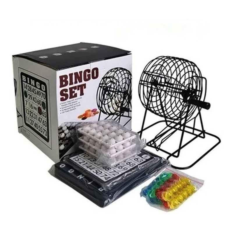 GENERICO - Set De Bingo Completo Incluye Tombola Fichas Pelotas
