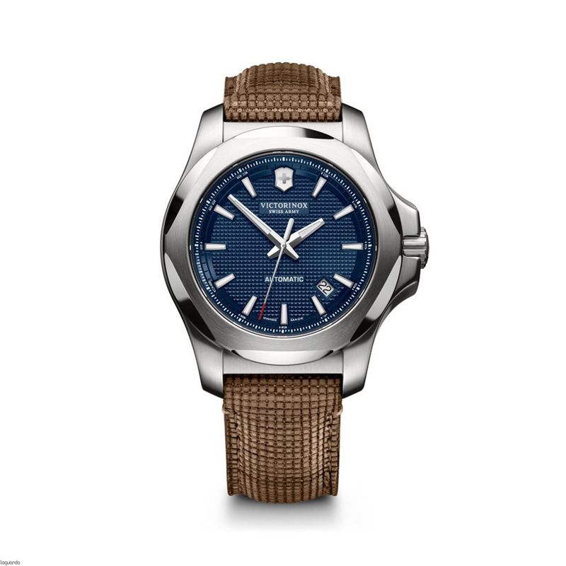 VICTORINOX - Reloj inox mechanical wood strap dial azul vic