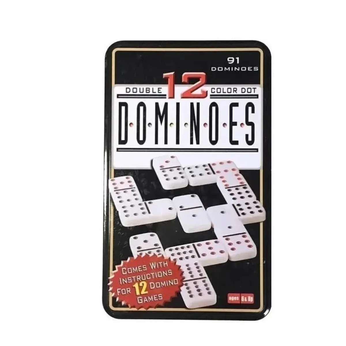 GENERICO - Dominó Juego Chancho 12 Caja Metálica 91 Piezas Juegos