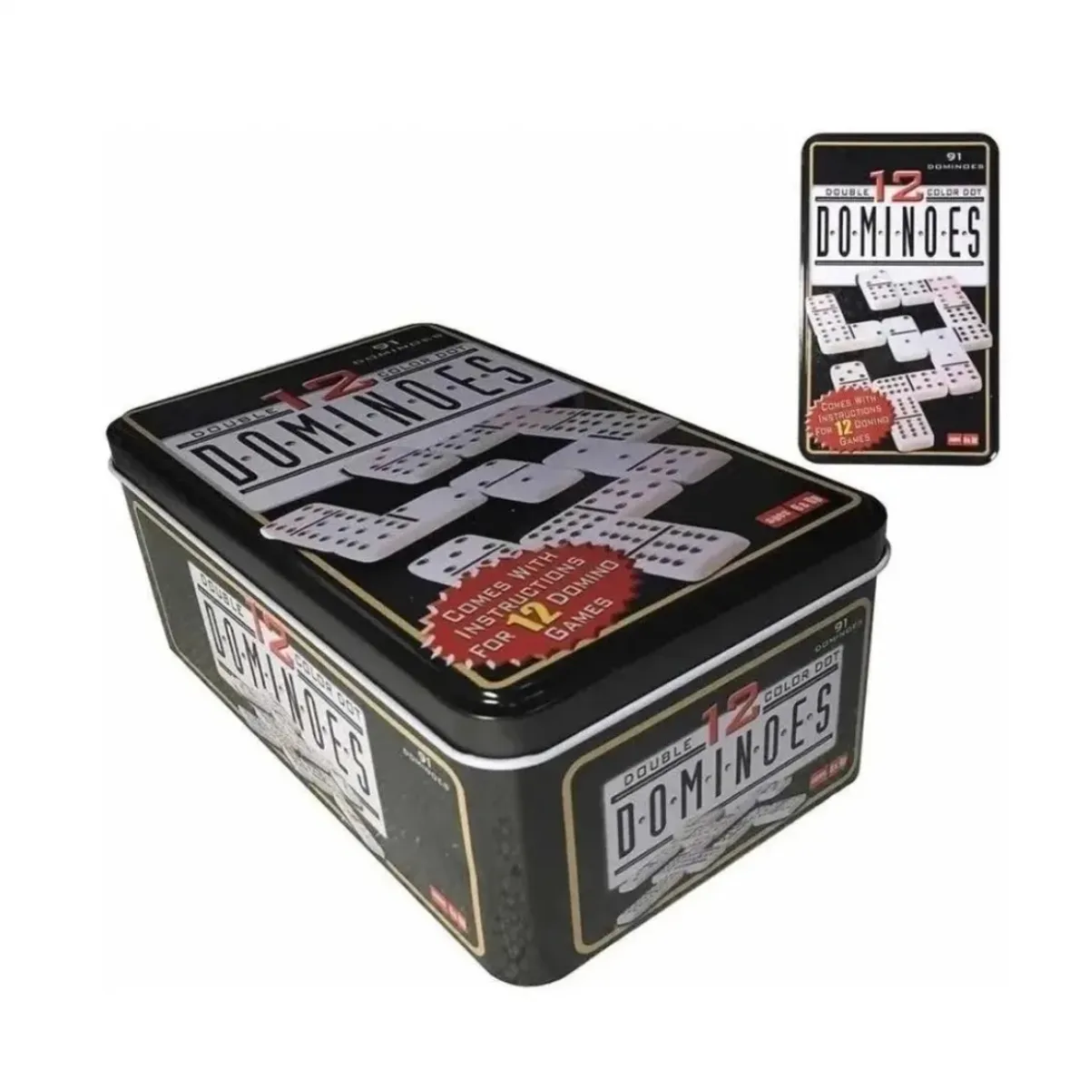 GENERICO - Dominó Juego Chancho 12 Caja Metálica 91 Piezas Juegos