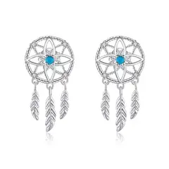 GENERICO - Aros atrapasueños turquesa plata 925 joya juvenil mujer