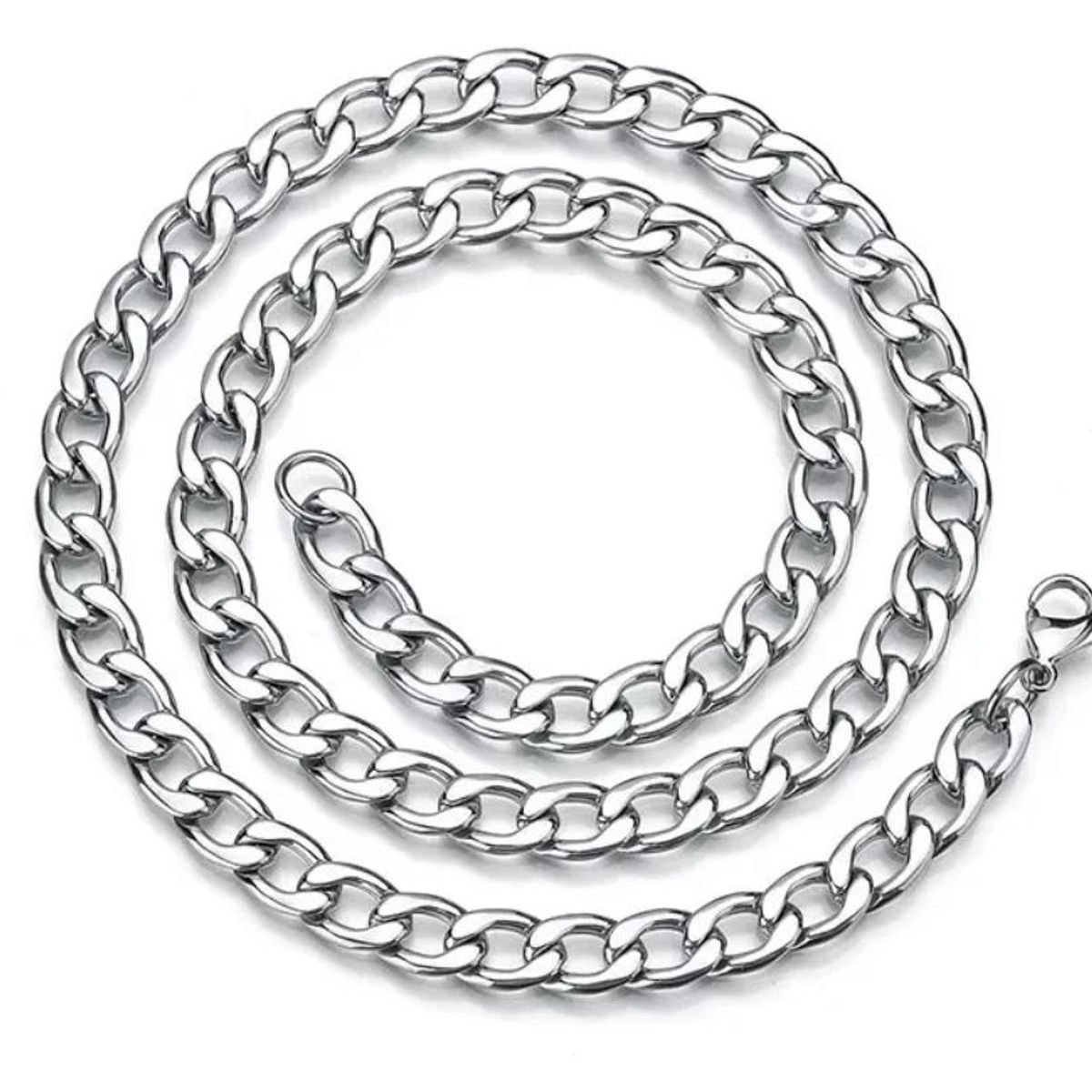 GENERICO - Cadena acero inoxidable eslabón cubano 60cm largo 5mm ancho
