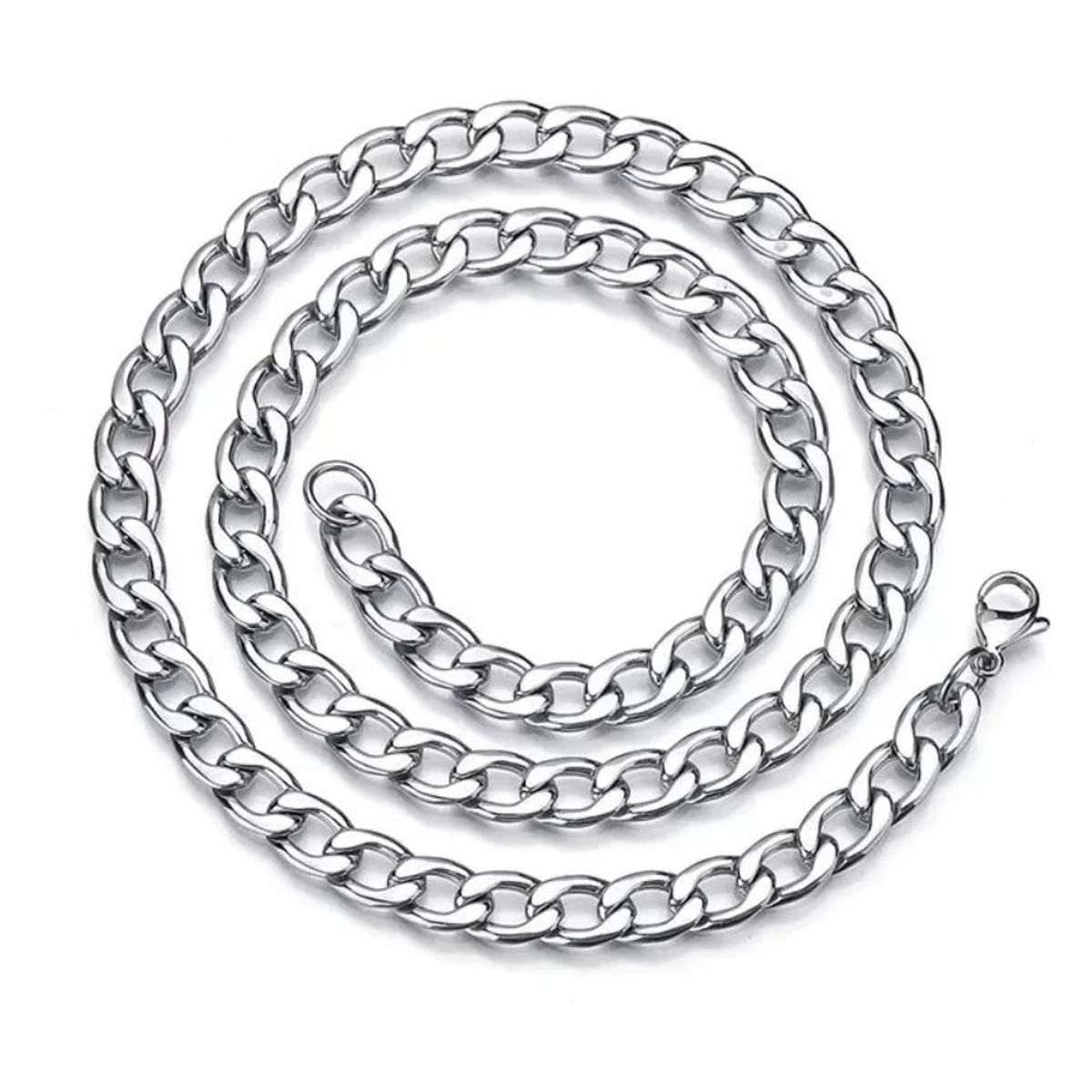 GENERICO - Cadena acero inoxidable eslabón cubano 60cm largo 5mm ancho