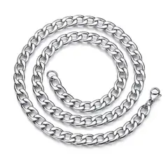 GENERICO - Cadena acero inoxidable eslabón cubano 60cm largo 5mm ancho