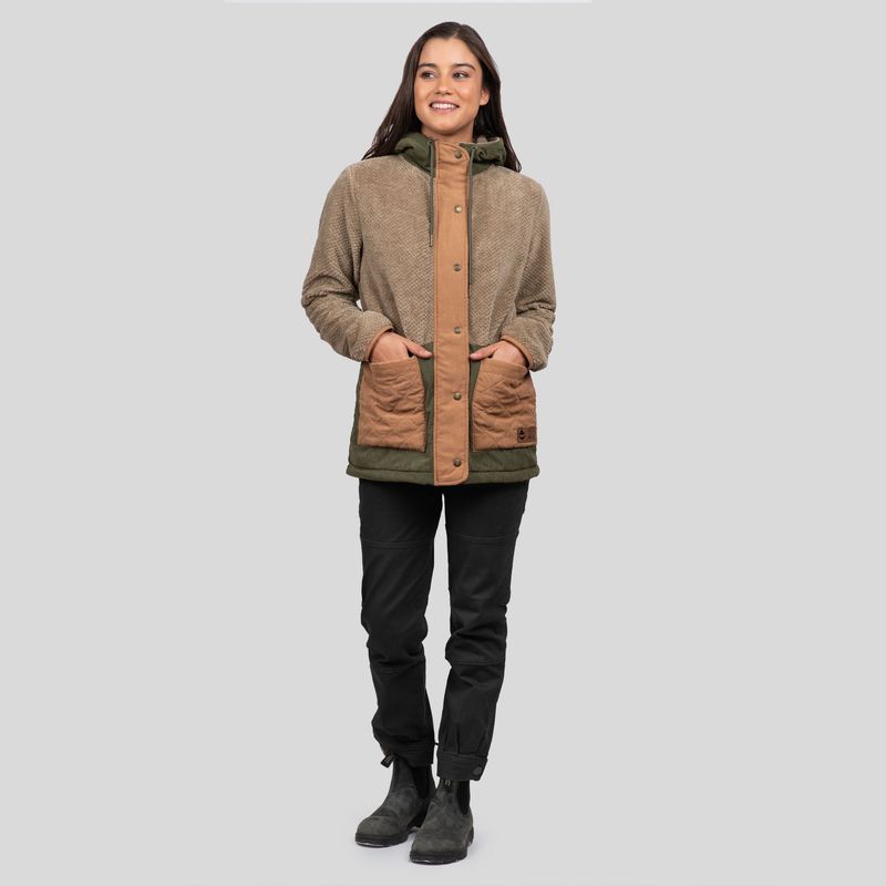 GNOMO - Short Fleece Hoodie Zulip Sand Mujer