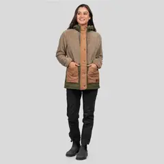 GNOMO - Short Fleece Hoodie Zulip Sand Mujer