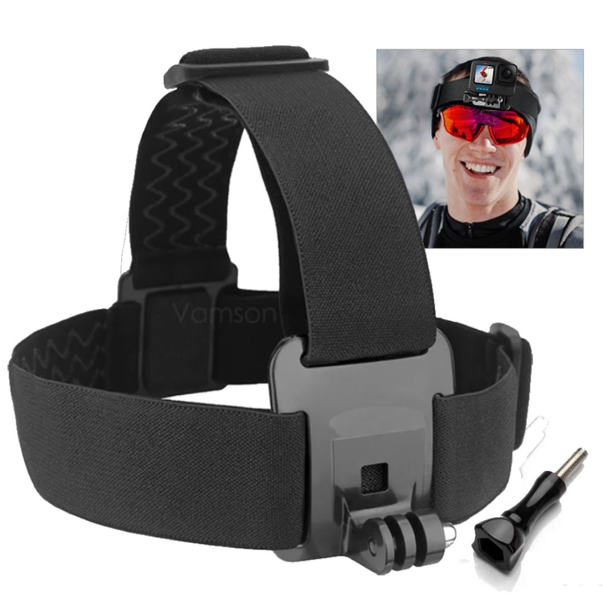 SHOOT - Arnés Cabeza + Tornillo para Cámaras Deportivas Gopro u otras