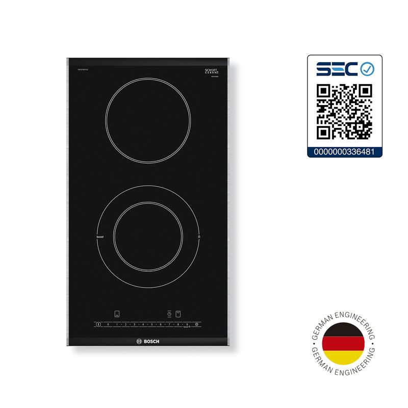 BOSCH - Encimera Vitroeléctrica Bosch PKF375FP1E 30 cm Negro