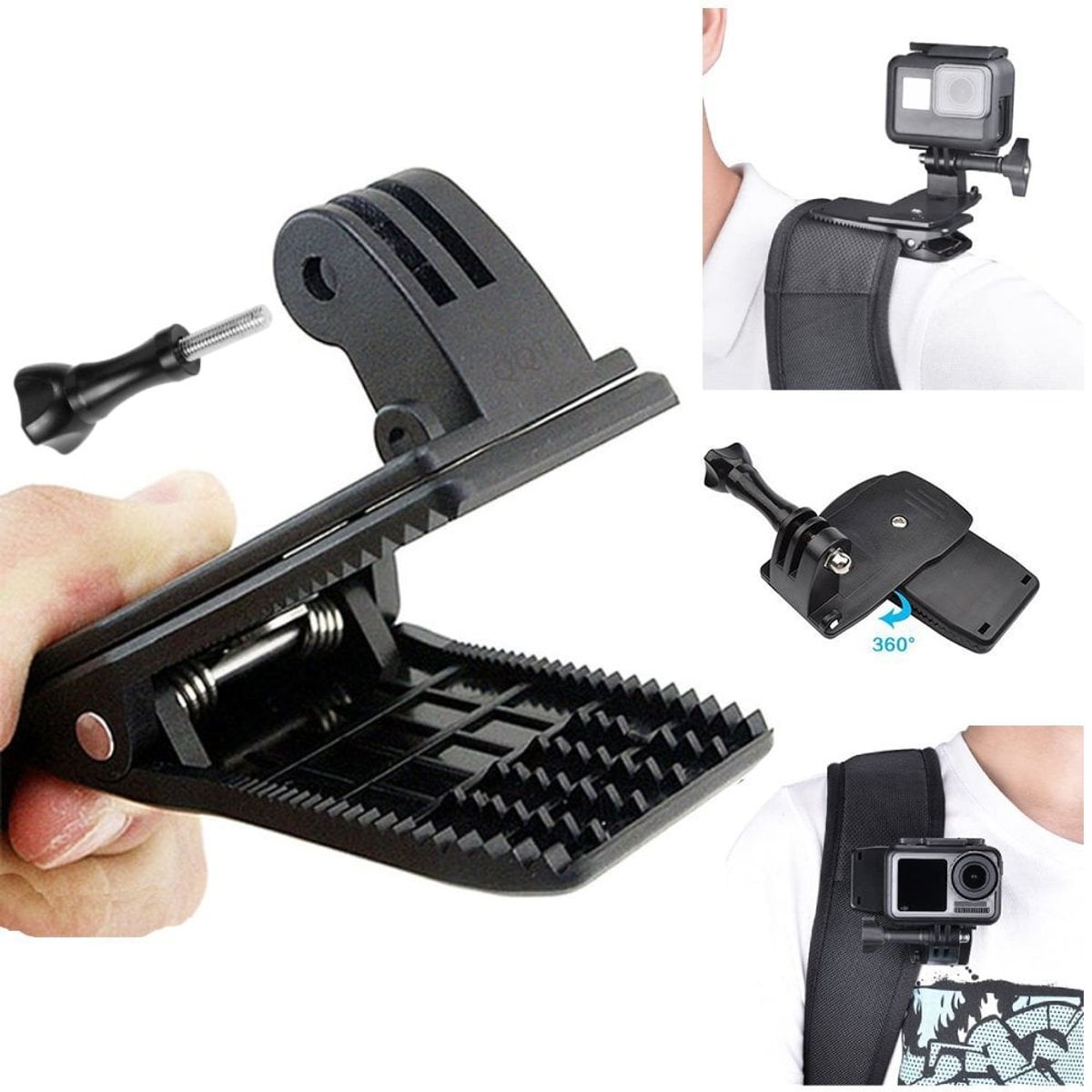 SHOOT - Clip De Mochila Rotatorio 360° Para Cámaras Gopro Y Otras