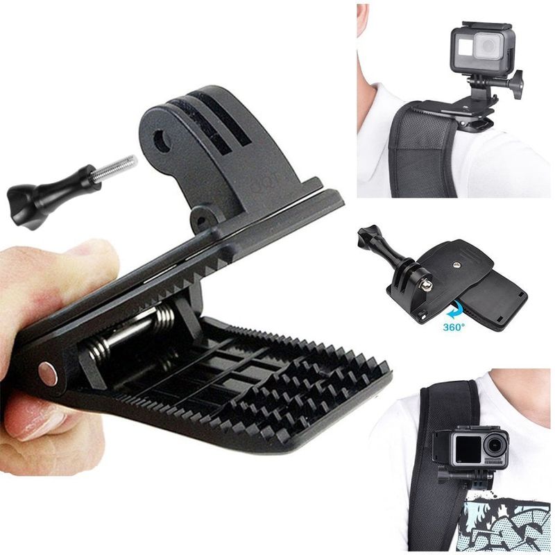 SHOOT - Clip De Mochila Rotatorio 360° Para Cámaras Gopro Y Otras