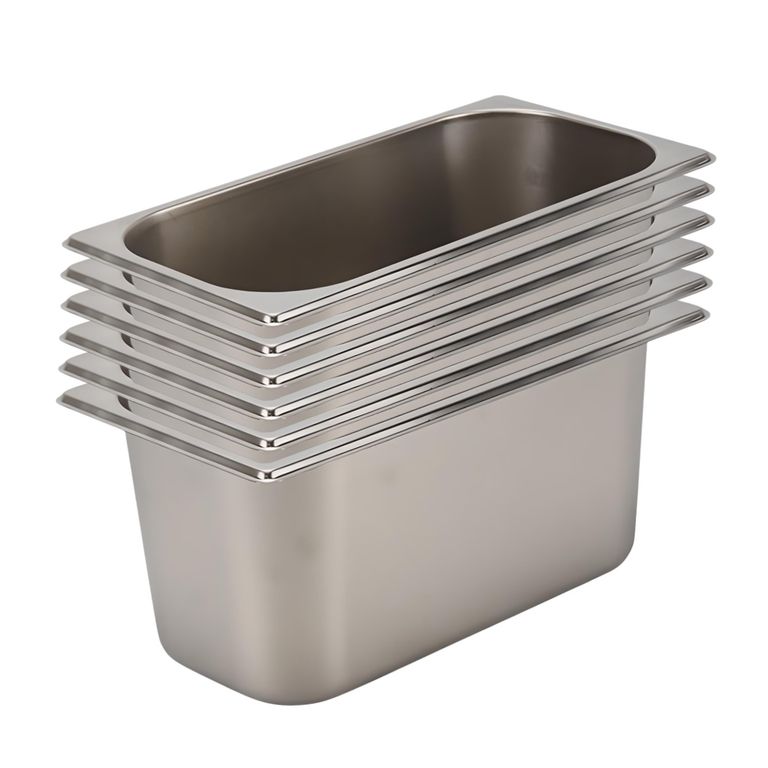 Deposito Gastronomico GN 1/3 x 150 mm Acero Inox. Pack 6 Un.