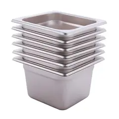 PROCHEF - Pack 6 Depositos Gastro GN 1/6 x 150 mm Acero Inox