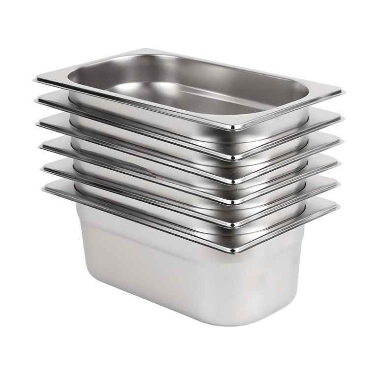 Deposito Gastronomico GN 1/4 x 100 mm Acero Inox. Pack 6 Un.