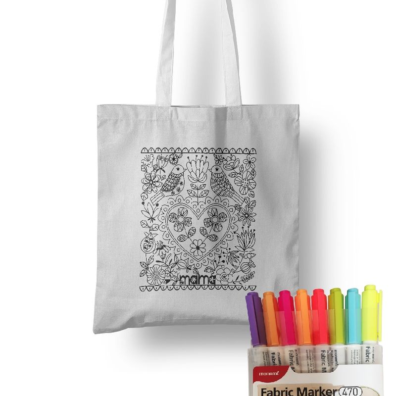 EMPORIO CURANIPE - KIT PARA PINTAR BOLSA MAMÁ 8 MARCADORES TEXTILES