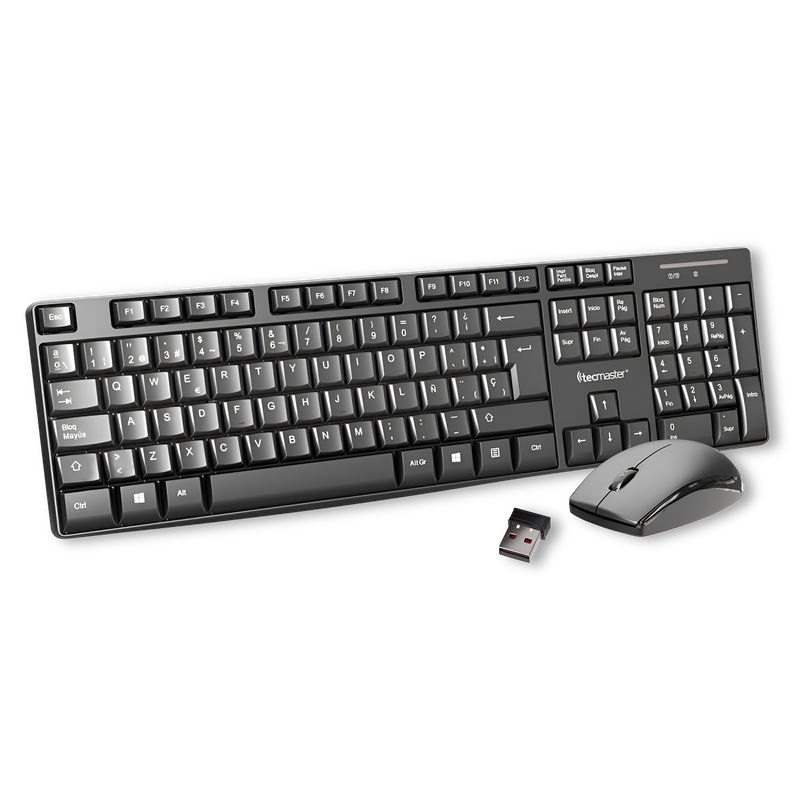TECMASTER - Kit Teclado y Mouse Inalambrico Tecmaster Multimedia 100512 - Negro