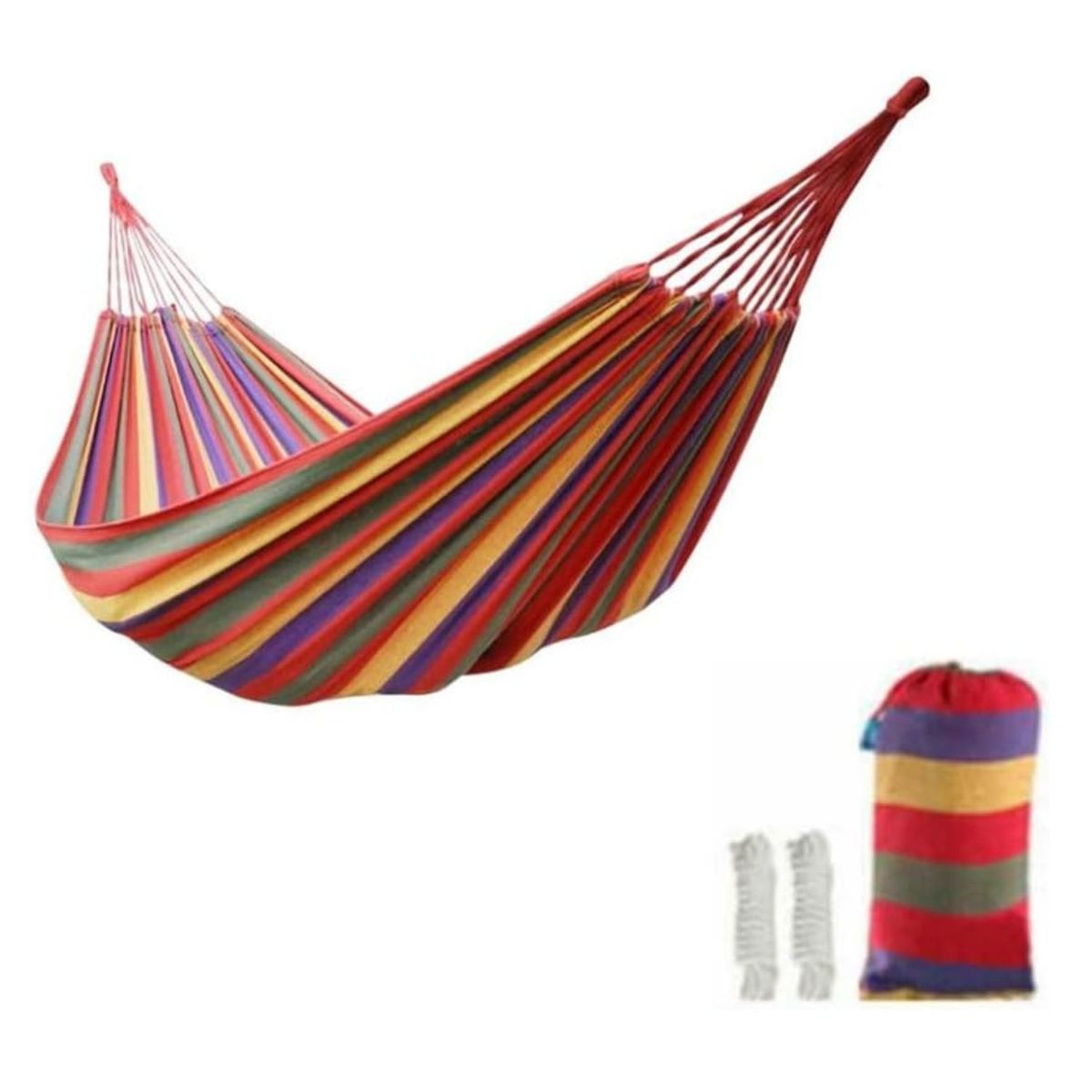 SOHOGAR - Hamaca de algodón multicolor 2 plazas 180x150 cm