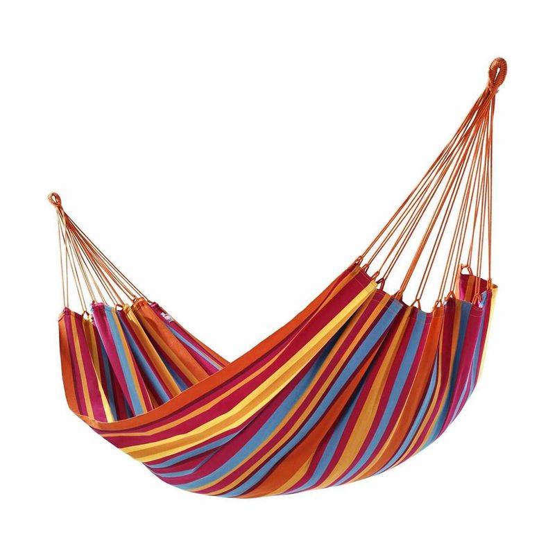 GENERICO - Hamaca de algodón multicolor 2 plazas 180x150 cm