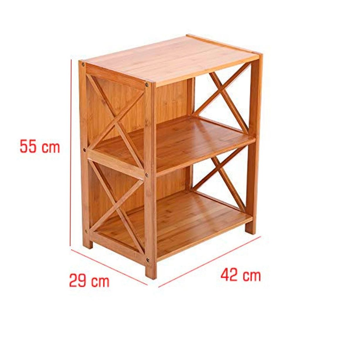 GENERICO - Estante multiuso de bambú 3 niveles 55x42x29 cm
