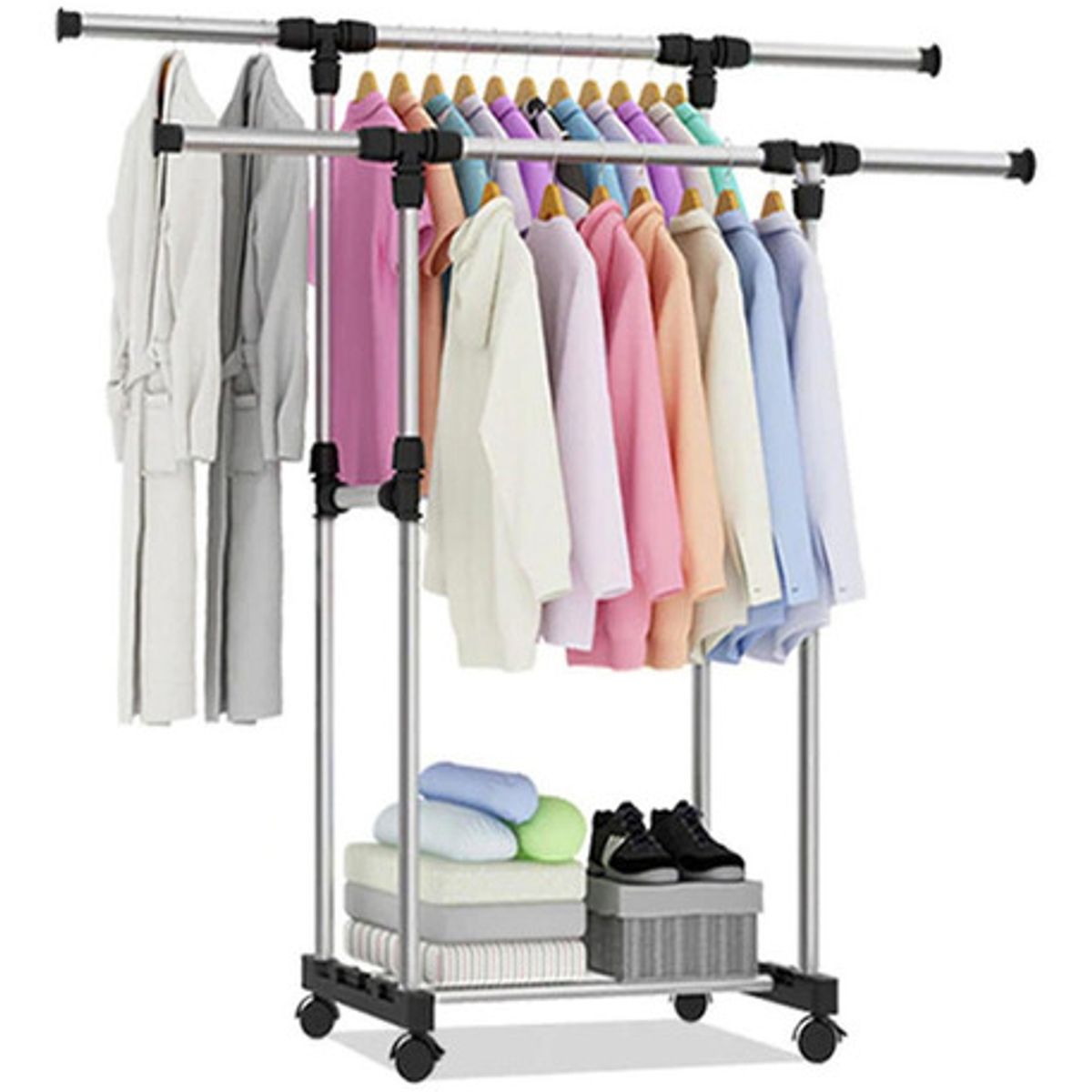 SOHOGAR - Perchero colgador de ropa doble metálico