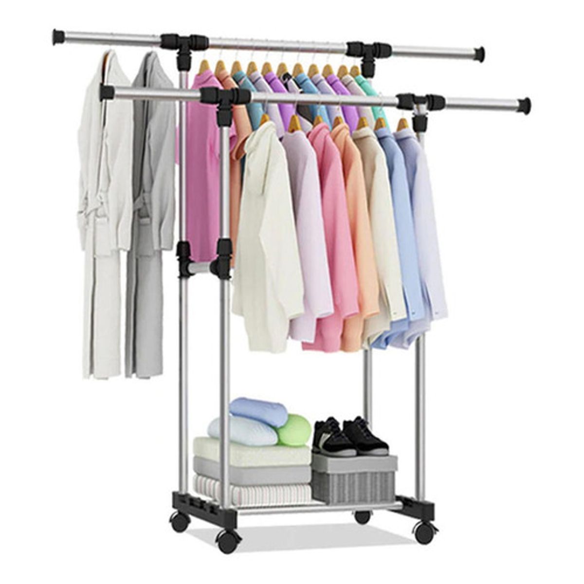 SOHOGAR - Perchero colgador de ropa doble metálico