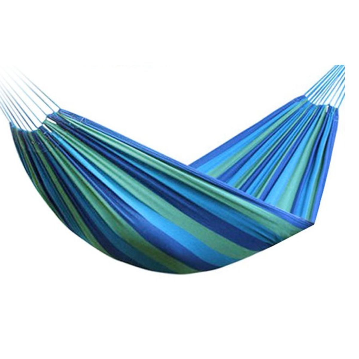 SOHOGAR - Hamaca de algodón azul y verde 2 plazas 180x150 cm