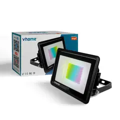 VHOME - Foco Proyector Wifi RGB V2000 24W Para Exterior Compatible con Alexa Google