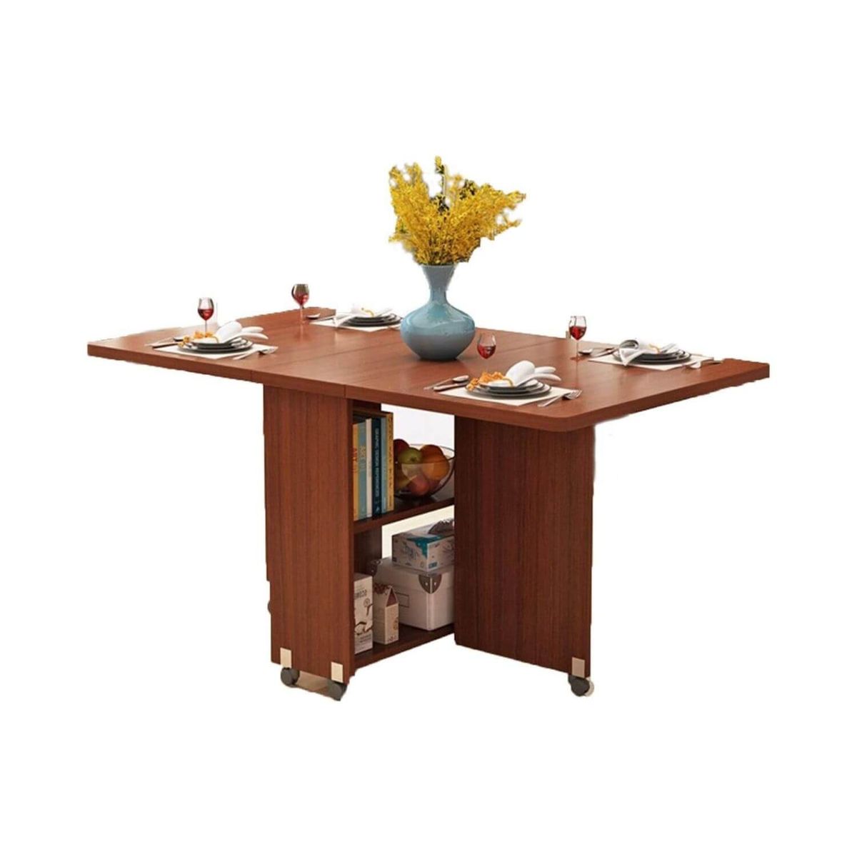 GENERICO - Mesa de comedor plegable café 140x80x77 cm