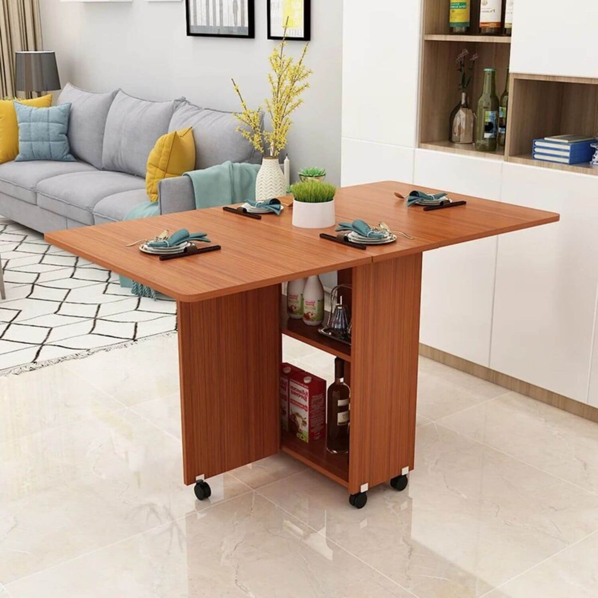GENERICO - Mesa de comedor plegable café 140x80x77 cm